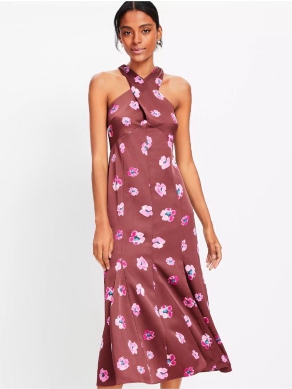 LOFT Ikat Satin High Neck Dress